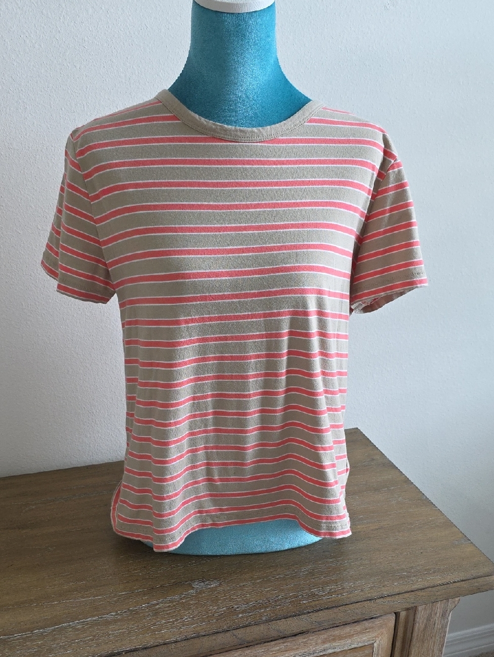GAP Striped Tee in Coral and Beige
